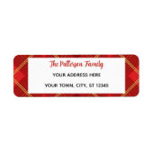Étiquette Custom Happy Holidays Fun Classic Plaid Red (Devant)