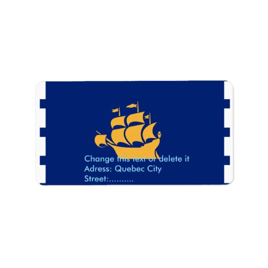Étiquette Custom Label with Flag of Quebec City, Canada (Devant)