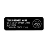 Étiquette Custom Logo Business Company Black Return Address (Devant)