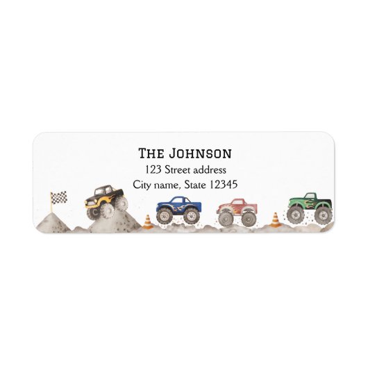Étiquette Custom Monster Truck Return Address Labels (Devant)