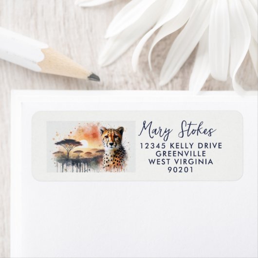 Étiquette Custom Return Address Envelope | Cheetah Big Cat  (En situation)
