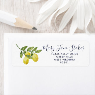 Étiquette Custom Return Address Envelope | Watercolor Lemon