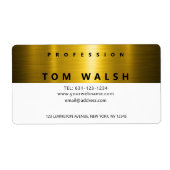 Étiquette Custom Simple Elegant Gold White Business Card (Devant)