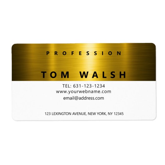Étiquette Custom Simple Elegant Gold White Business Card (Devant)