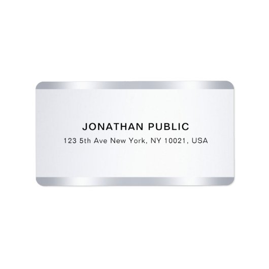 Étiquette Custom Stylish Silver Luxe Template Modern Address (Devant)