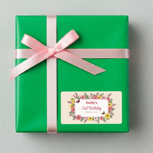 Étiquette Customizable Birthday Party labels with Flowers
