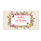 Étiquette Customizable Birthday Party labels with Flowers (Devant)