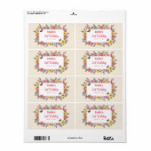 Étiquette Customizable Birthday Party labels with Flowers (Feuille entière)