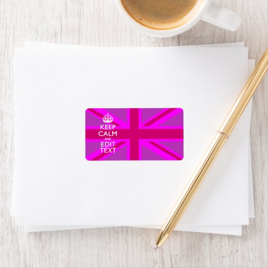 Étiquette Customize Your Keep Calm Edit Text on Pink Union J (En situation)