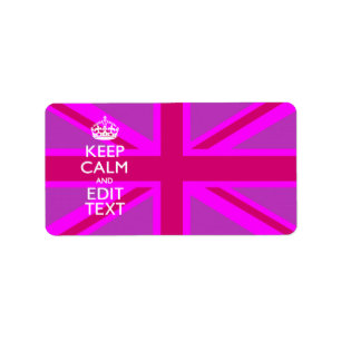 Étiquette Customize Your Keep Calm Edit Text on Pink Union J
