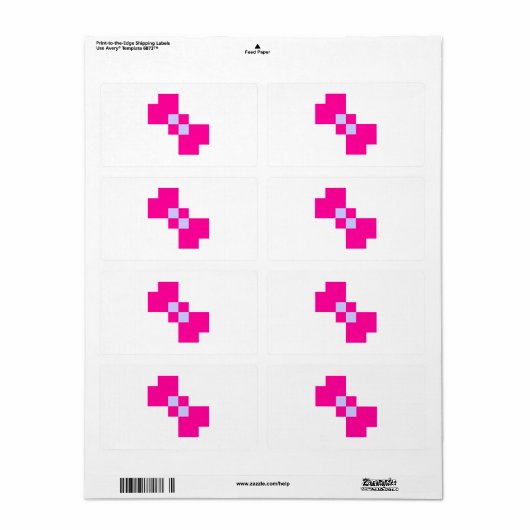 Étiquette Cute 8 bits Pixel Bow (Feuille entière)