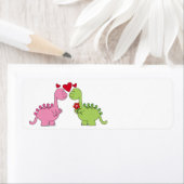 Étiquette Cute animée Saint Valentin Dinosaures (En situation)