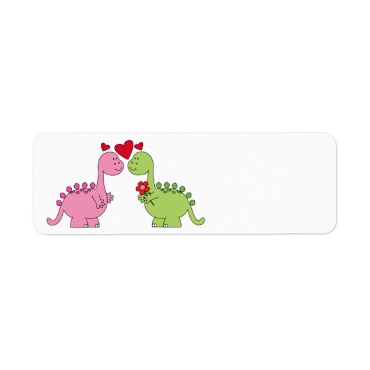 Étiquette Cute animée Saint Valentin Dinosaures (Devant)