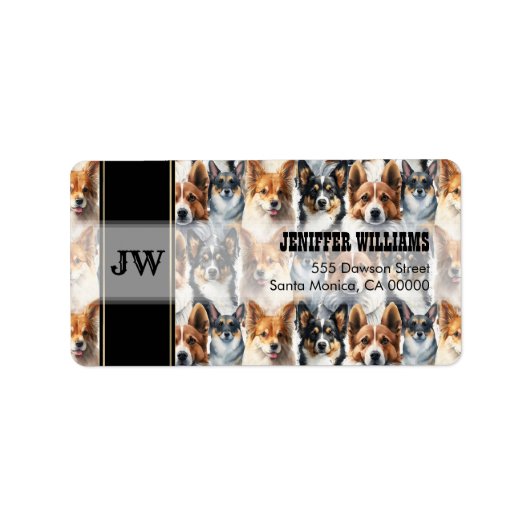 Étiquette Cute aquarelle Corgi Chien Motif (Devant)