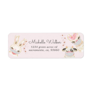 Étiquette cute baby animals face masks cute return address