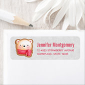 Étiquette Cute Bear Face Red Scarf et Rosy Cheeks Christmas (En situation)