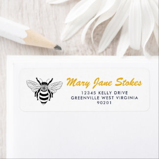 Étiquette Cute Bee Return Address Label | Personalized