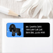 Étiquette Cute Black Cocker Spaniel Cartoon Bleu (En situation)