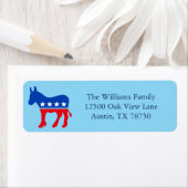Étiquette Cute Blue Democrat Donkey Political Return Address (En situation)