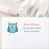 Étiquette Cute Blue Owl Return Address Labels (En situation)