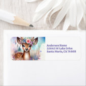 Étiquette Cute Boho Aquarelle Woodland Deer Anniversaire (En situation)