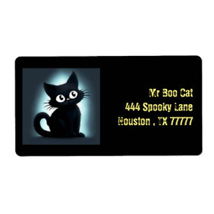 Étiquette Cute Boo Black Cat Halloween Adresse de retour