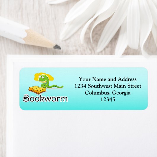 Étiquette Cute Bookworm (En situation)