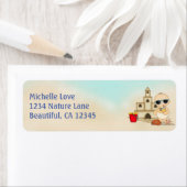 Étiquette Cute Boy Beach Baby and Sandcastle Adresse (En situation)