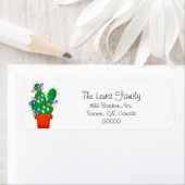 Étiquette Cute Bright Christmas Cactus Address Label (En situation)