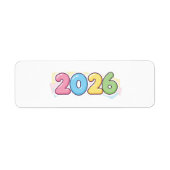 Étiquette Cute Bubble 2026 Typography – Candy Gloss Pastel (Devant)