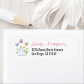 Étiquette Cute Bunnies avec marguerites de printemps et papi (En situation)