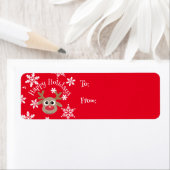 Étiquette Cute Cartoon Reindeer Snowflake Red Christmas Cade (En situation)