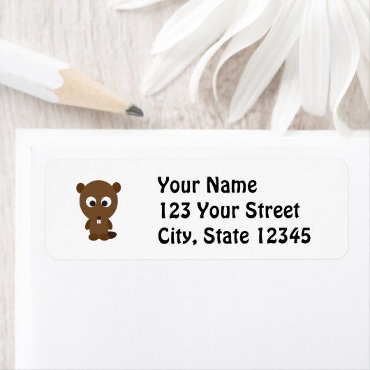 Étiquette Cute castor (En situation)