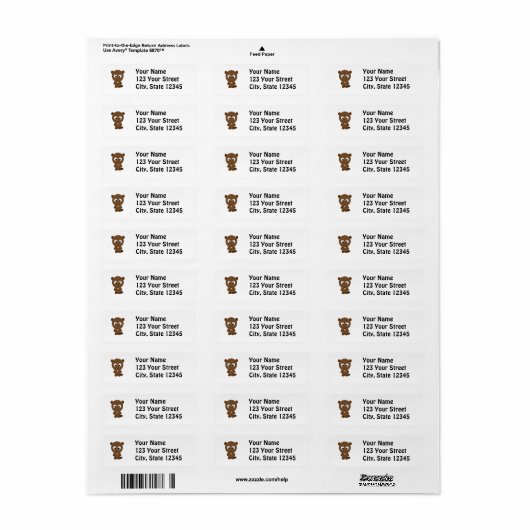 Étiquette Cute castor (Feuille entière)