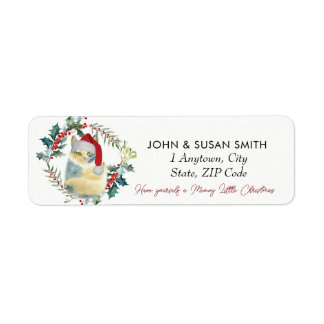 Étiquette cute cat Christmas holiday return address labels