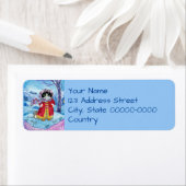 Étiquette Cute Cat Winter Valentine Retourner l'adresse Labe (En situation)