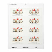 Étiquette Cute Cats Furry et brillante adresse de Noël (Feuille entière)