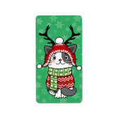 Étiquette Cute Chat Noël Stocking fourchettes Galore (Devant)