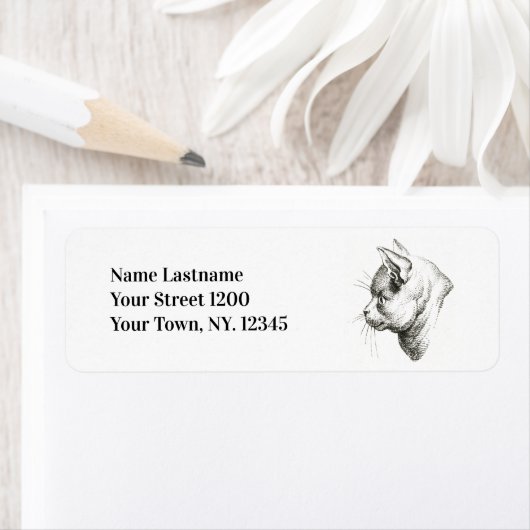 Étiquette Cute chat Vintage dans le profil (En situation)