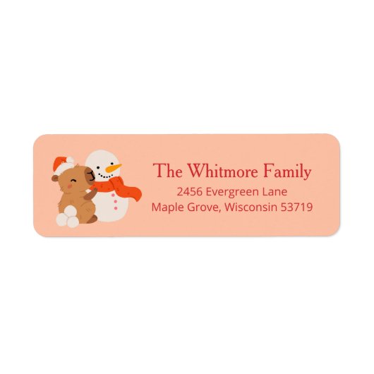 Étiquette Cute Christmas Capybara Return Address (Devant)