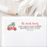 Étiquette Cute Christmas Car Tree Festive Script Holiday<br><div class="desc">Cute Christmas Car Tree Festive Script Holiday label</div>