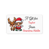 Étiquette Cute Christmas Elf Personalized to and from (Devant)