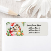 Étiquette Cute Christmas Hedgehog Return Address Label (En situation)