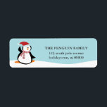 Étiquette Cute Christmas Penguin<br><div class="desc">Oeuvre de Sanqunetti Design</div>