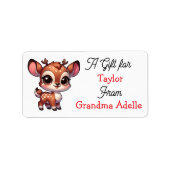 Étiquette Cute Christmas Reindeer Personalized to and from (Devant)