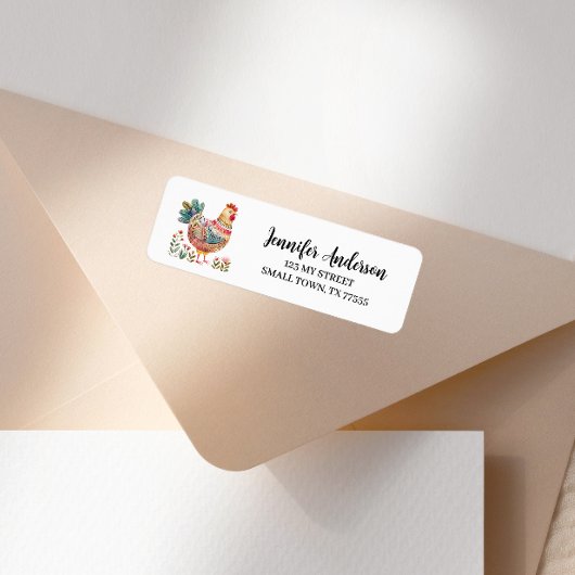 Étiquette Cute Colorful Chicken Fun Address