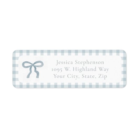 Étiquette Cute Coquette Bow Blue Gingham Return Address  (Devant)