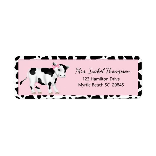 Étiquette Cute Cow Print Cow Address Label (Devant)