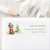 Étiquette Cute Dachshund Chien Aquarelle Noël Adresse (En situation)