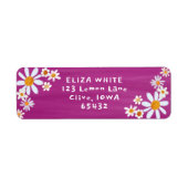 Étiquette Cute Daisies Gouache Custom Fuchsia Adresse de ret (Devant)